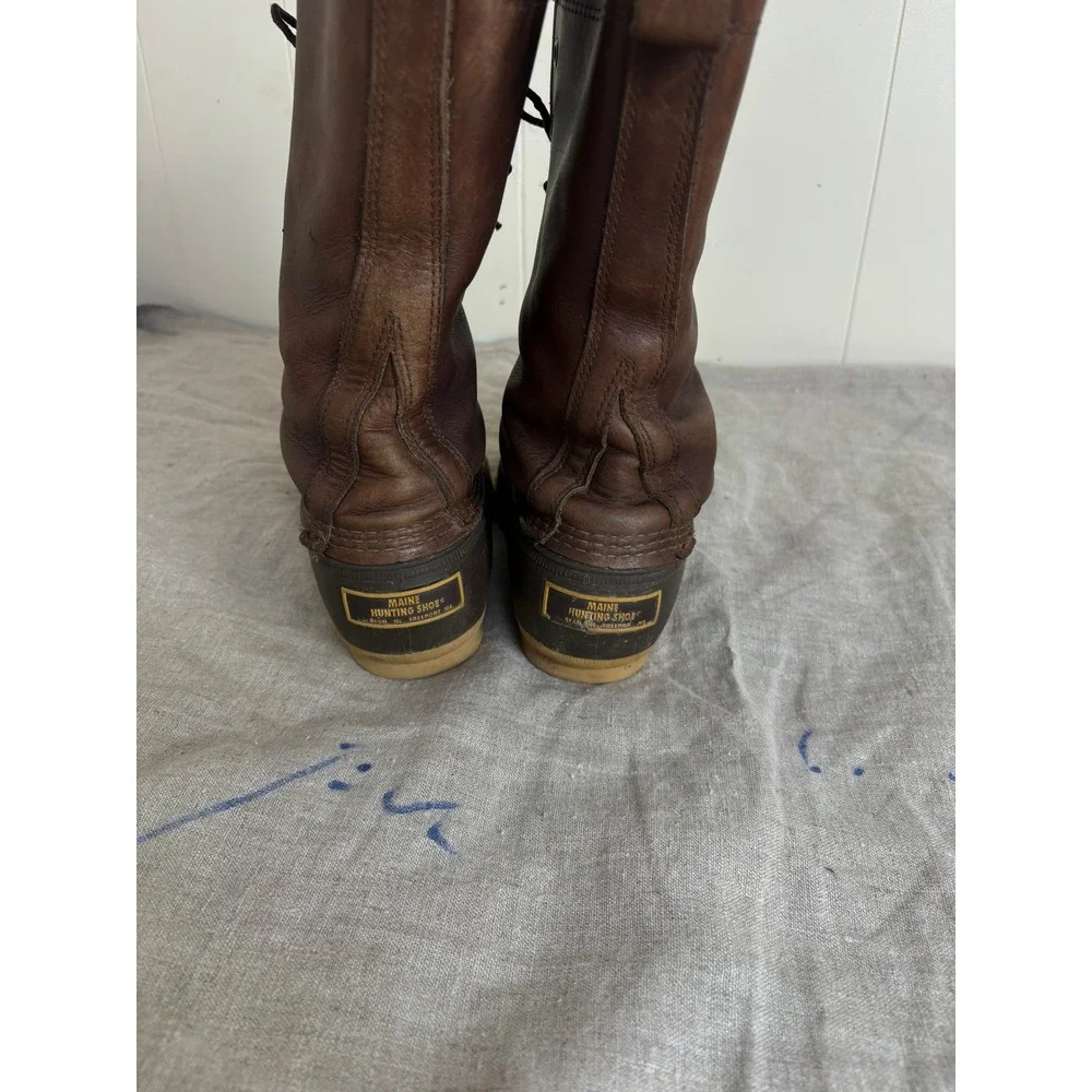 L.L. Bean Maine Hunting Shoes Mens Brown Good Leather Duck Boots 10 Inch